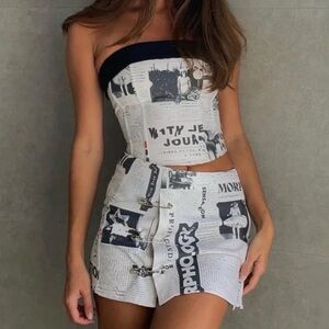 With Jean Safety Pin Mini Skirt Read All About It. size S